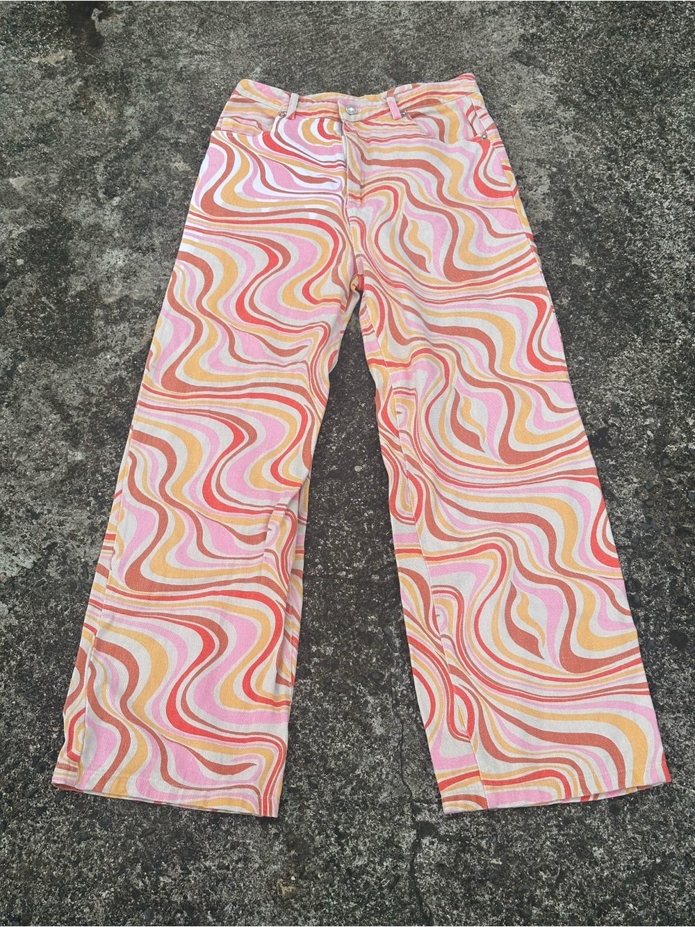 No Vacancy Retro Swirl Wide-Leg Pants